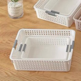 45X26CM SETX3 CANASTO PVC BLANCO