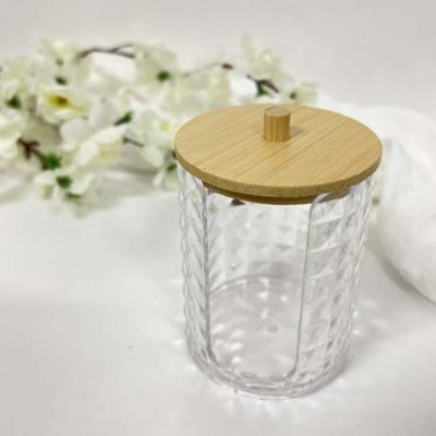10CM ORGANIZADOR PAÑOS MAQUILLAJE C/TAPA BAMBOO
