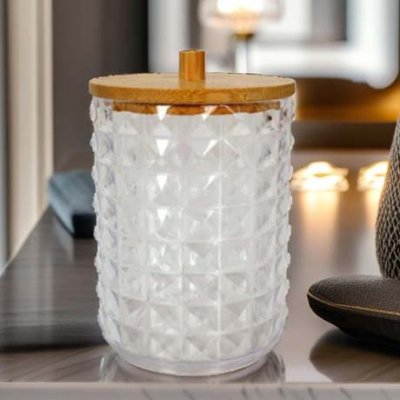 10CM PORTA ALGODONES C/TAPA BAMBOO