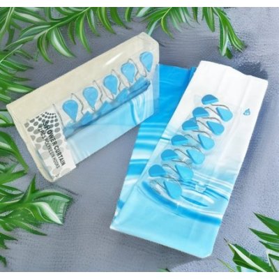 180CM CORTINA DE BAÑO AZUL CON GANCHOS