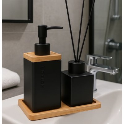 3 PCS SET DE BAÑO PORC NEGRO