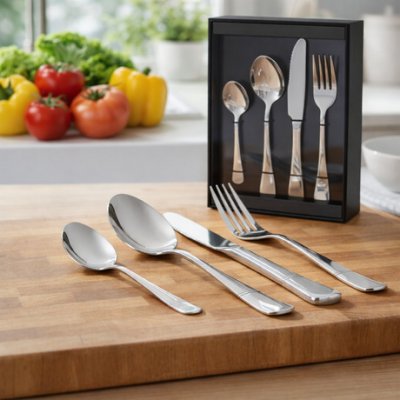 SETX24 PCS CUBIERTOS METAL PLATEADO