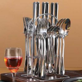 SETX24 PCS CUBIERTOS METAL C/SOPORTE
