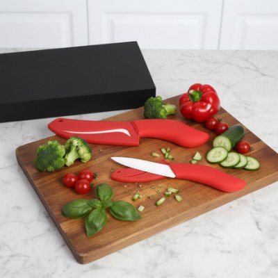SET X2 CUCHILLOS CERAMICA ROJO