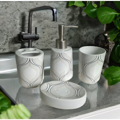 4PCS SET DE BAÑO PORC MARMOLADO