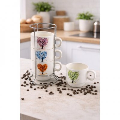 SETX4 POCILLOS CAFÉ APILABLES CORAZON