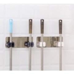 18CM ORGANIZADOR DOBLE CUELGA PORTA ESCOBA AUTOADHESIVO