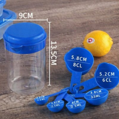 13CM SET VASO MEDIDOR C/CUCHARAS MEDIDORAS