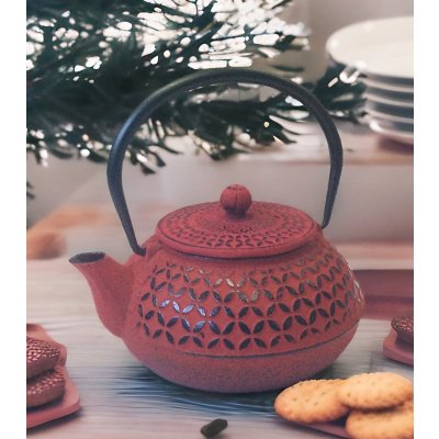 600ML TETERA HIERRO C/INFUSOR ROJO