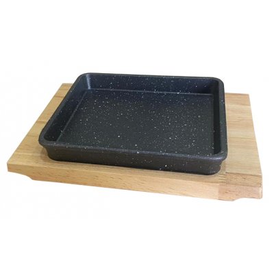 17X17CM FUENTE HIERRO C/BASE MADERA
