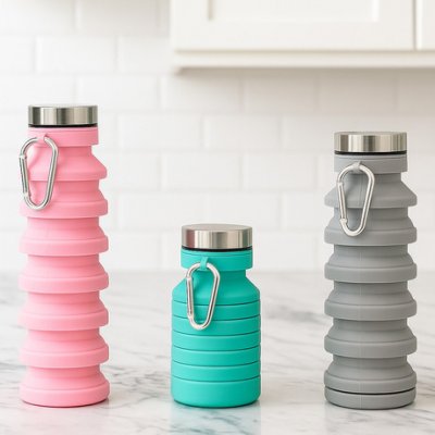 550ML BOTELLA DE AGUA SILICONA PLEGABLE SURT