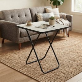 60CM MESA PLEGABLE CUAD. BLANCO