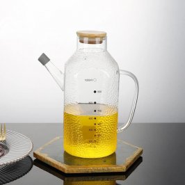 750ML ACEITERA VIDRIO TAPA BAMBOO