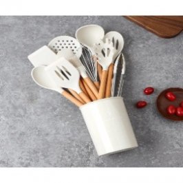 SET 12PCS UTENSILIOS SILICONA C/BASE SURT