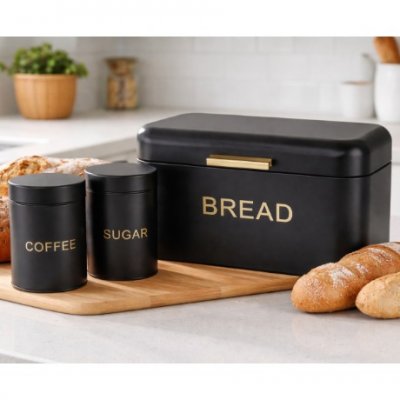 30X18X16 SET PANERA + 2 FRACOS LATON NEGRO