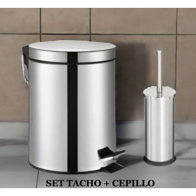 SET 5LT TACHO BASURA MATE + CEPILLO P/BAÑO C/CIERRE SUAVE